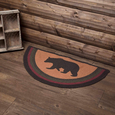 Wyatt Stenciled Bear Jute Braided Rug Half Circle 16.5